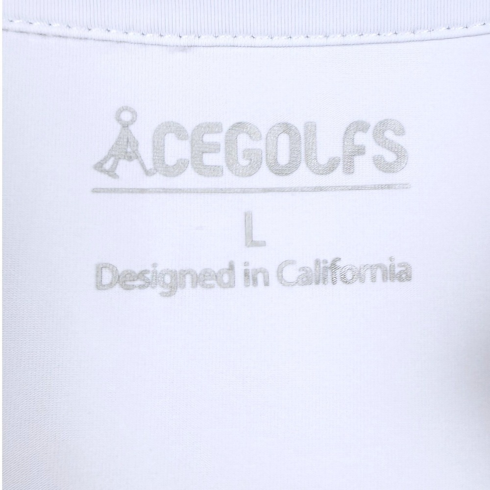 NWT Acegolfs Bold Baroque Golf Shirt Quarterzip UPF50+ White Blue Large - Picture 9 of 11